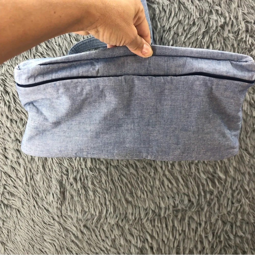 RL Ralph Lauren Tote Bag Blue Logo Diaper Bag Double Handle Pockets